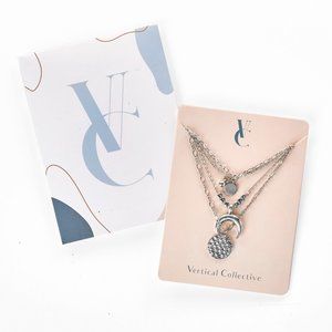CLEARANCE Vertical Collective Celestial Layered Silver Necklace